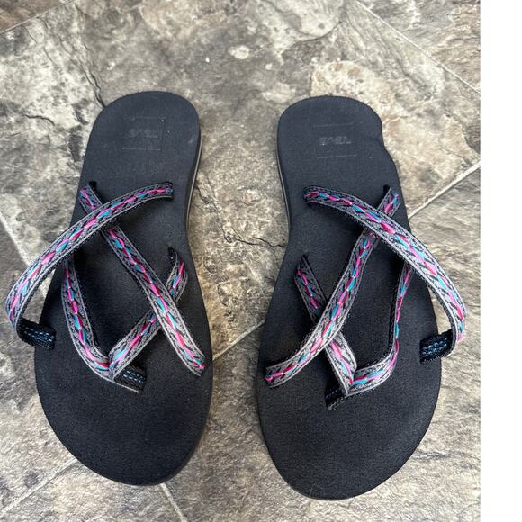 Teva Olowahu Women's Strappy Flip Flop Sandals Comfort Summer Multicolor Size 8 - Picture 1 of 6